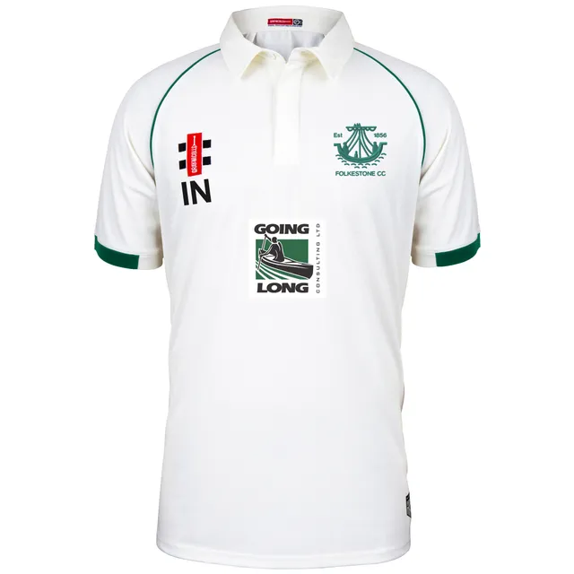gray-nicolls-folkestone-cc-junior-ivory-green-matrix-v2-s-s-shirt image 1