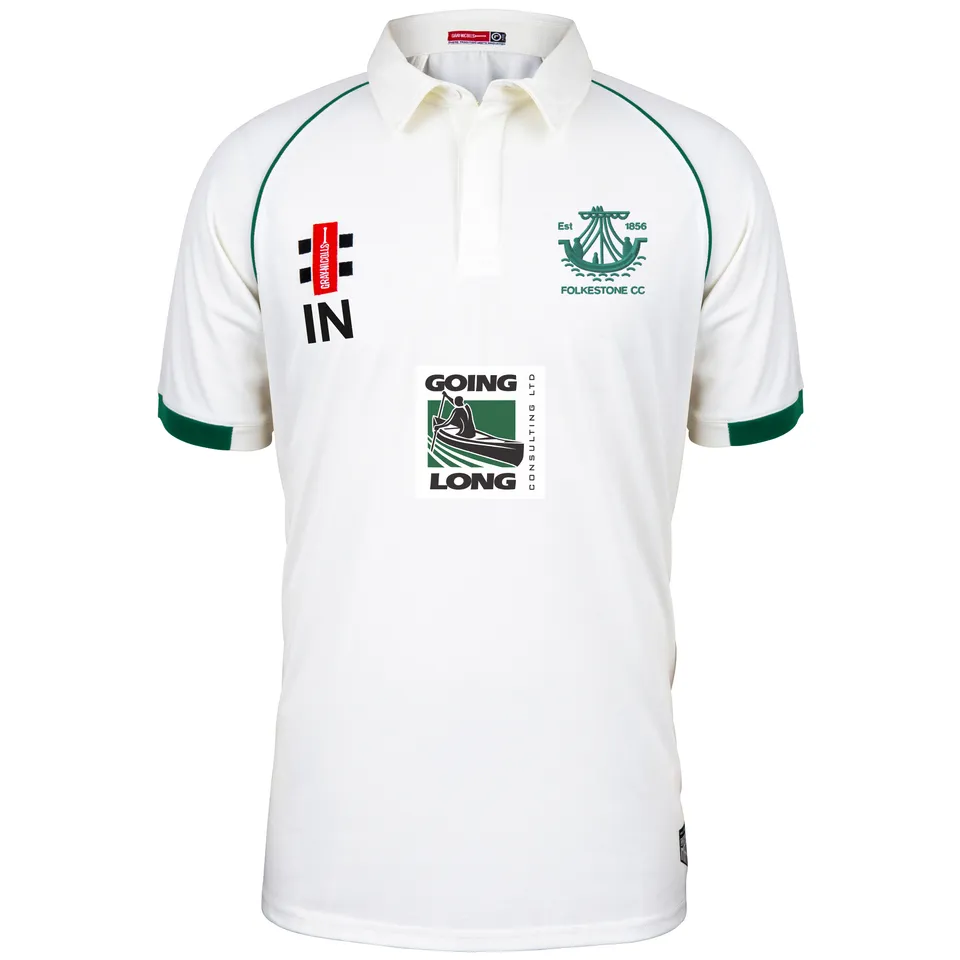gray-nicolls-folkestone-cc-junior-ivory-green-matrix-v2-s-s-shirt image 1