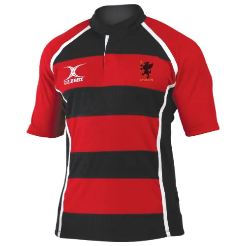 gilbert-rugby-wyvern-rfc-xact-ii-maglia-junior-rosso-nero-hooped image 1