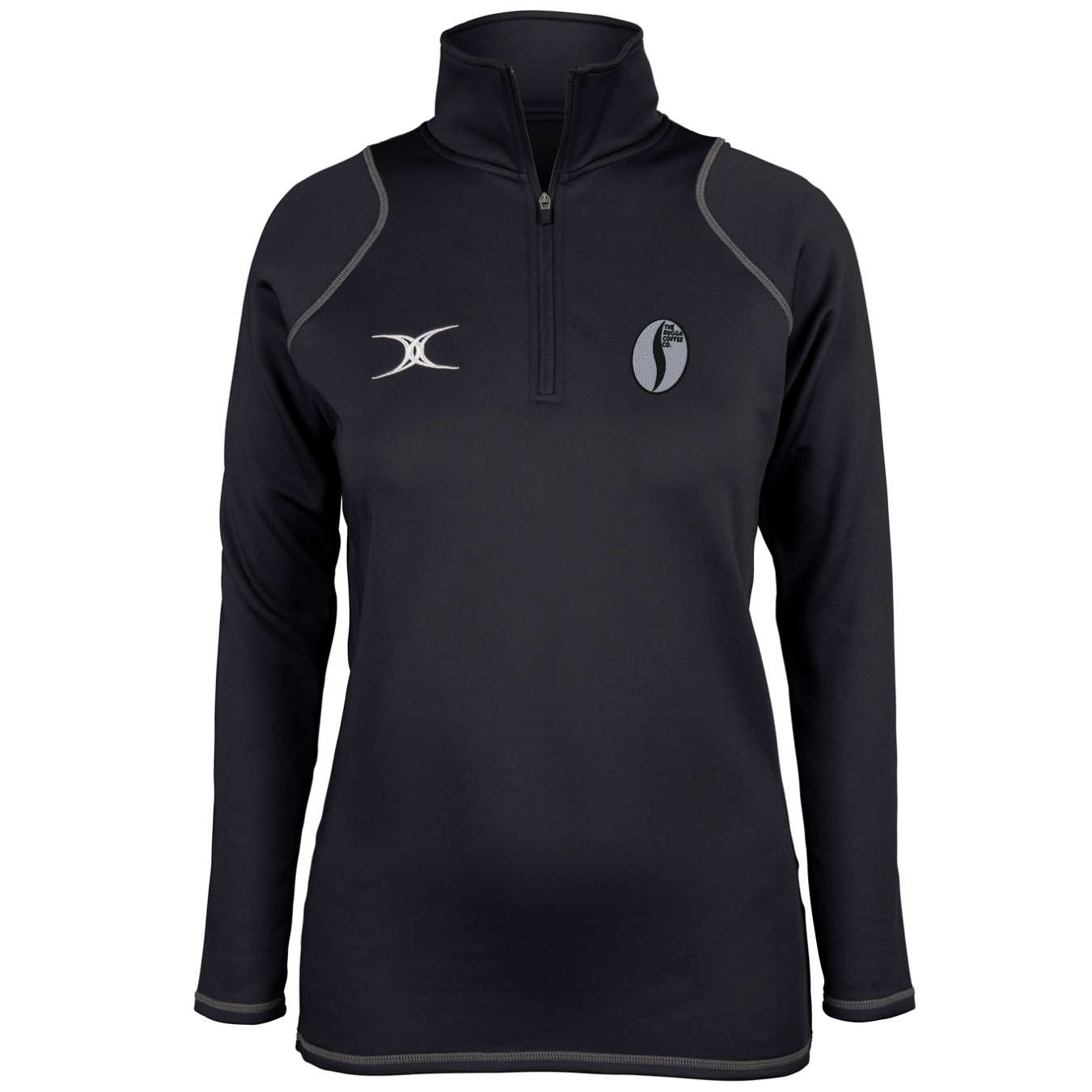 gilbert-rugby-quest-pile-donna-1-4-zip-rugga-coffee-nero image 1