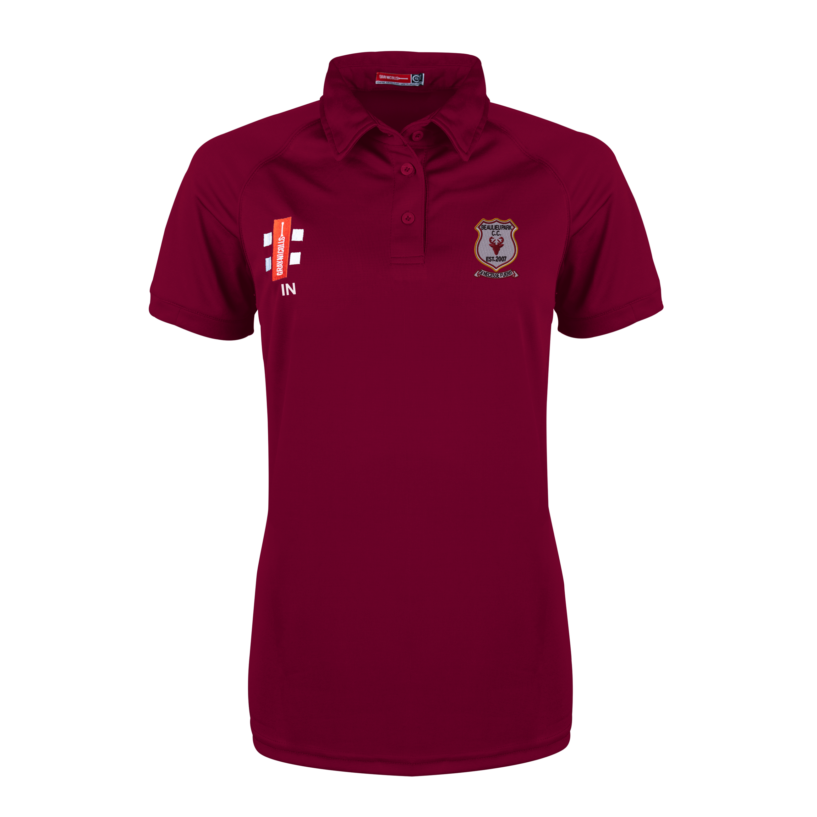 gray-nicolls-beaulieu-park-cc-donna-matrix-v2-polo-cricket-manica-corta-bordeaux image 1