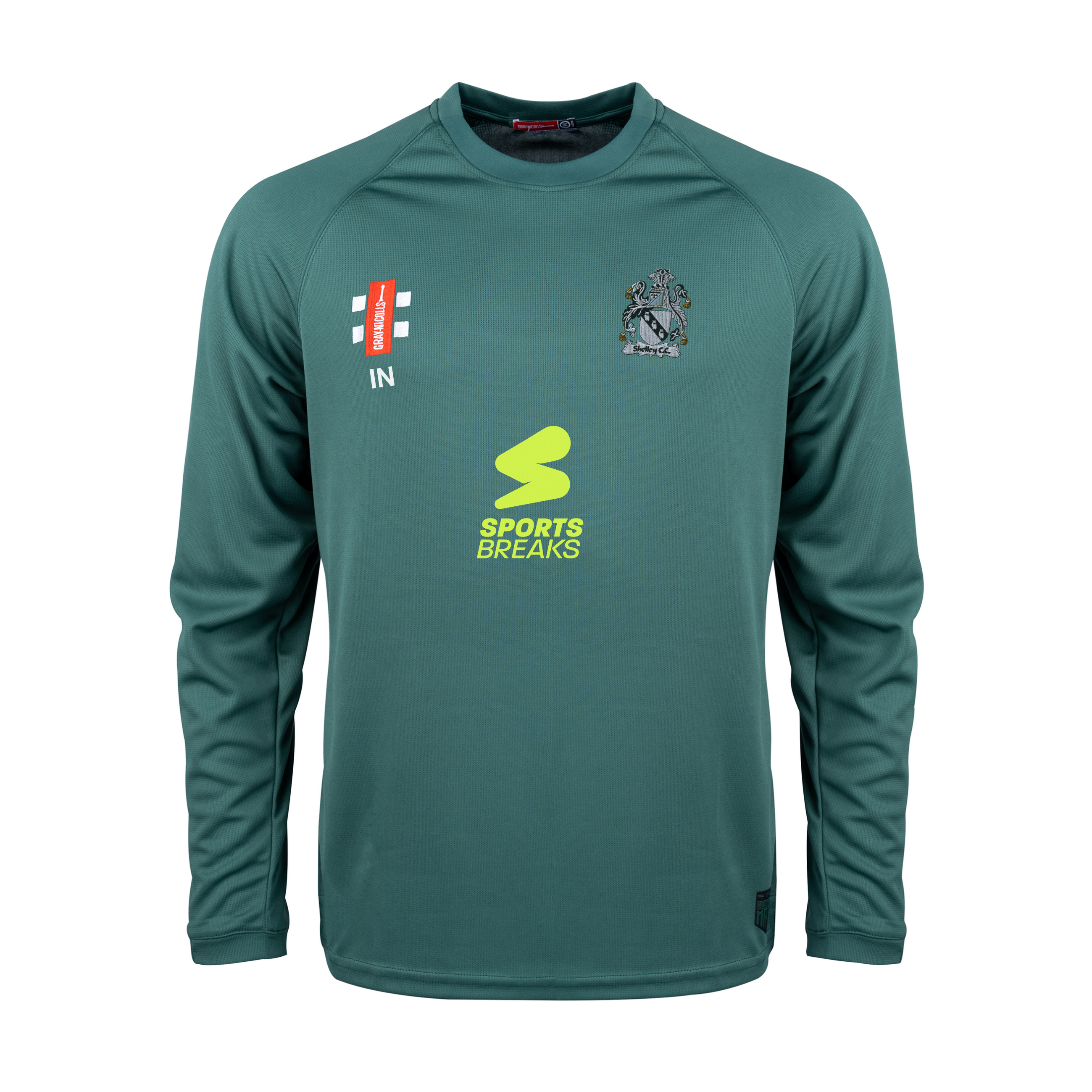 gray-nicolls-shelley-cricket-club-senior-t-shirt-matrix-v2-manica-lunga-verde image 1