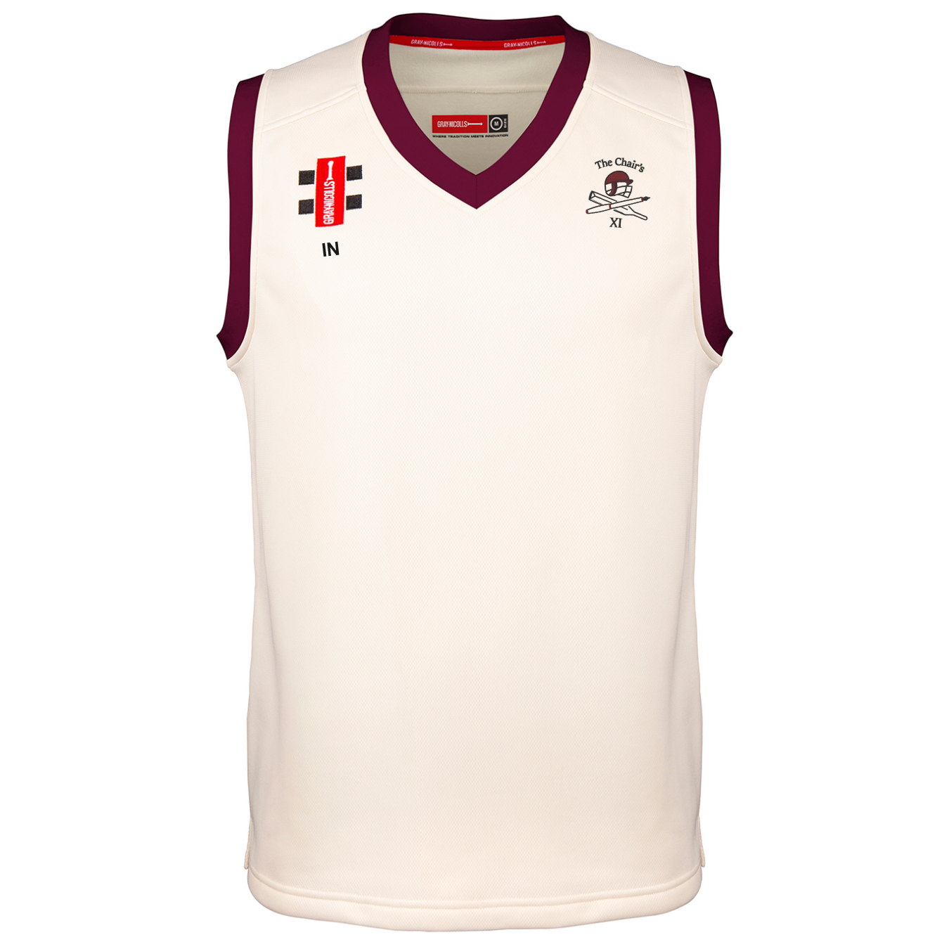gray-nicolls-the-chairs-xi-senior-pro-performance-slipover-match-avorio-bordeaux image 1