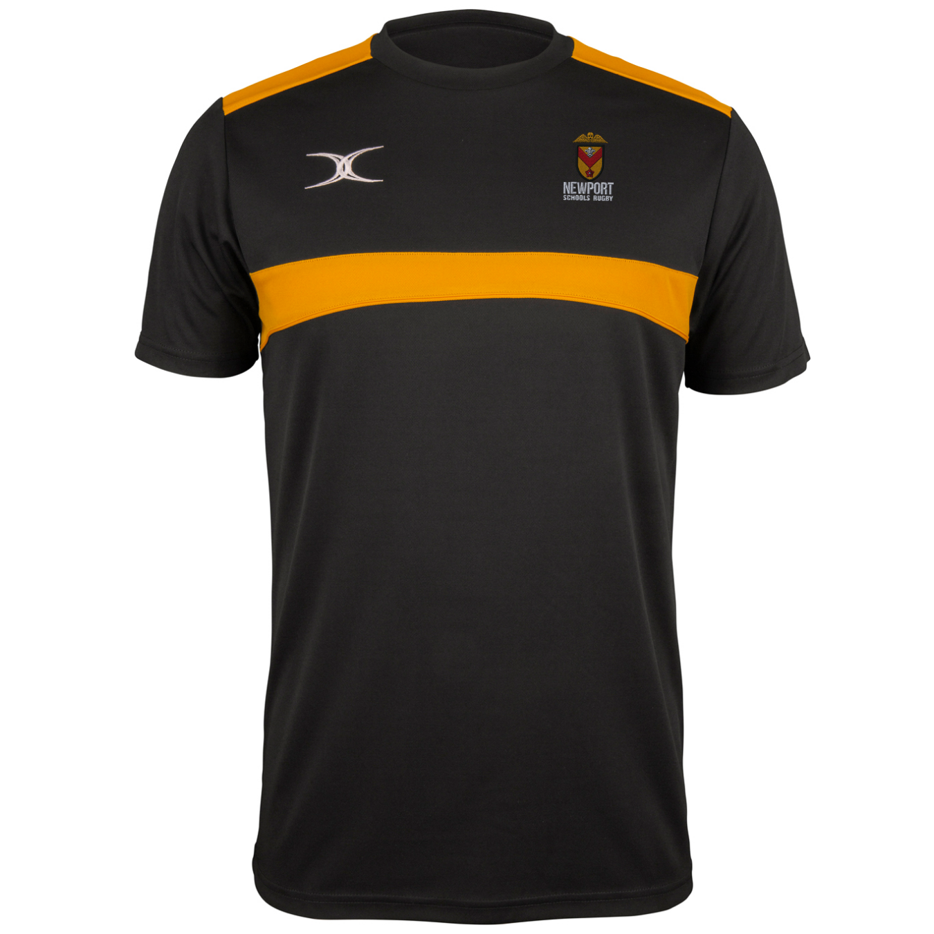 gilbert-rugby-newport-schools-rugby-senior-photon-t-shirt-uomo-nero-oro image 1