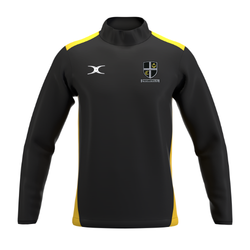 gilbert-rugby-portsmouth-rfc-junior-atom-top-warm-up-nero-oro image 1