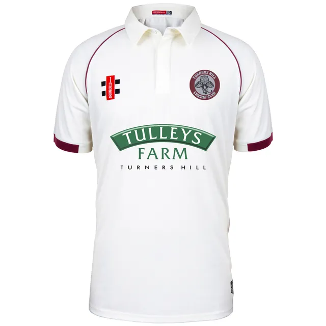 gray-nicolls-turners-hill-cc-adulto-maglia-matrix-v2-manica-corta-avorio-bordeau image 1