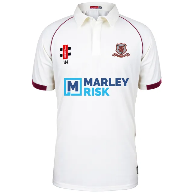 gray-nicolls-ellesmere-matrix-v2-maglia-s-s-junior-avorio-bordeaux-con-iniziali image 1