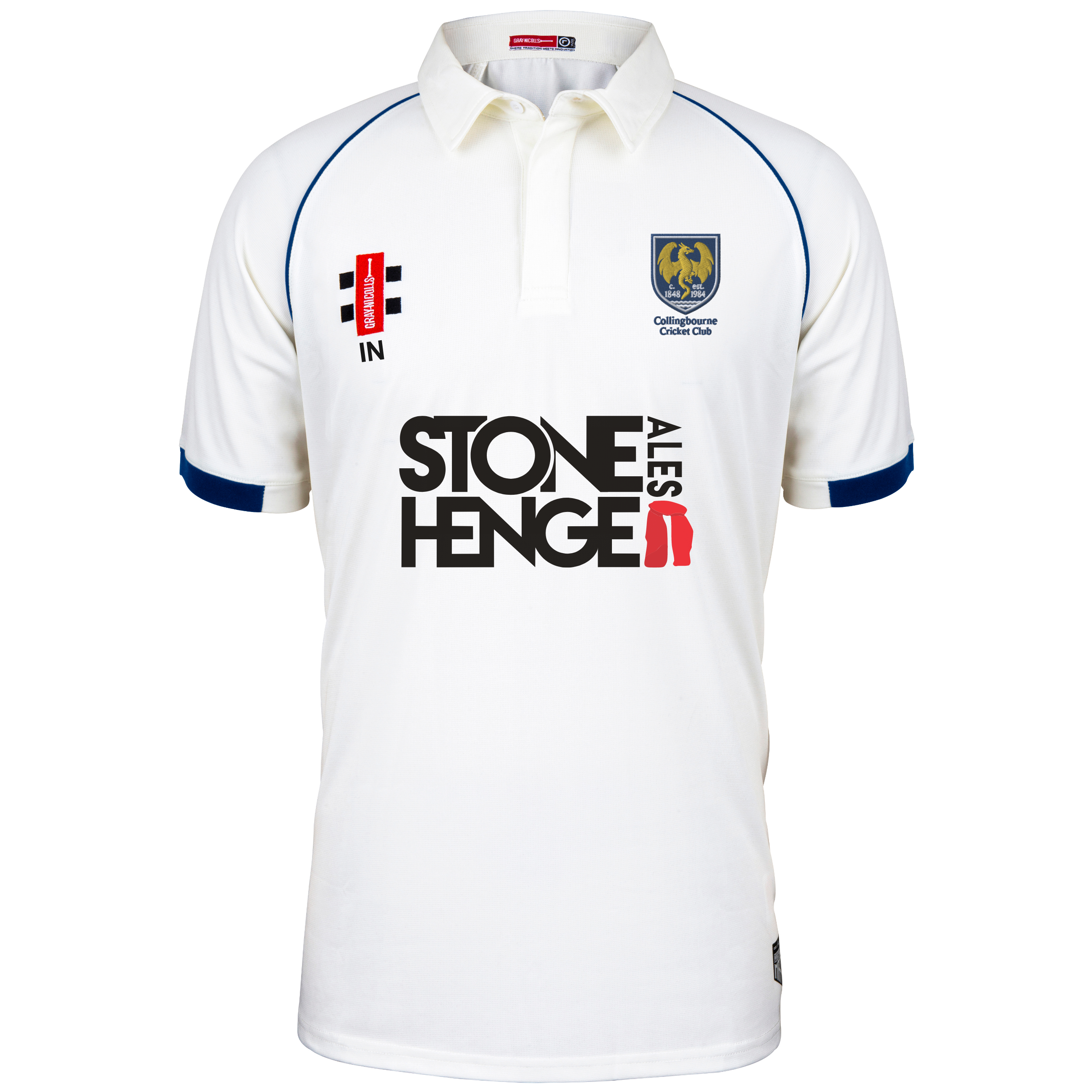 gray-nicolls-collingbourne-cc-adult-matrix-v2-s-s-shirt-ivory-navy-senior-maglia image 1