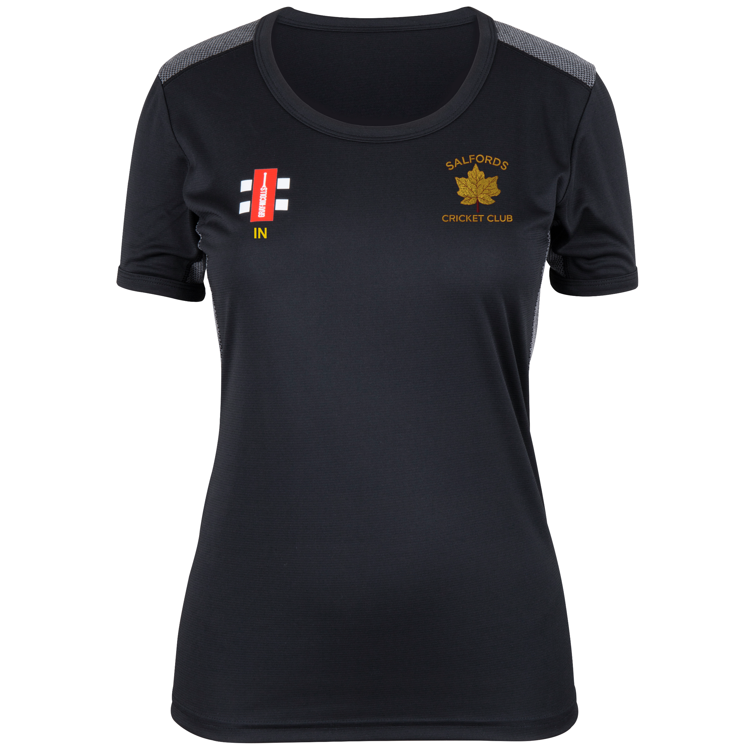 gray-nicolls-pro-performance-t-shirt-cricket-donna-salfords-cc-nero-manica-corta image 1