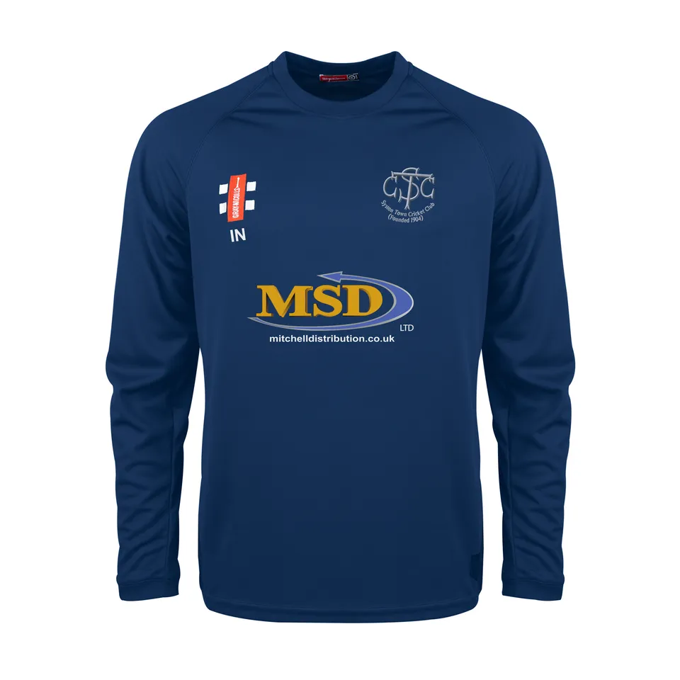 gray-nicolls-matrix-v2-t-shirt-manica-lunga-junior-syston-town-cc-navy image 1