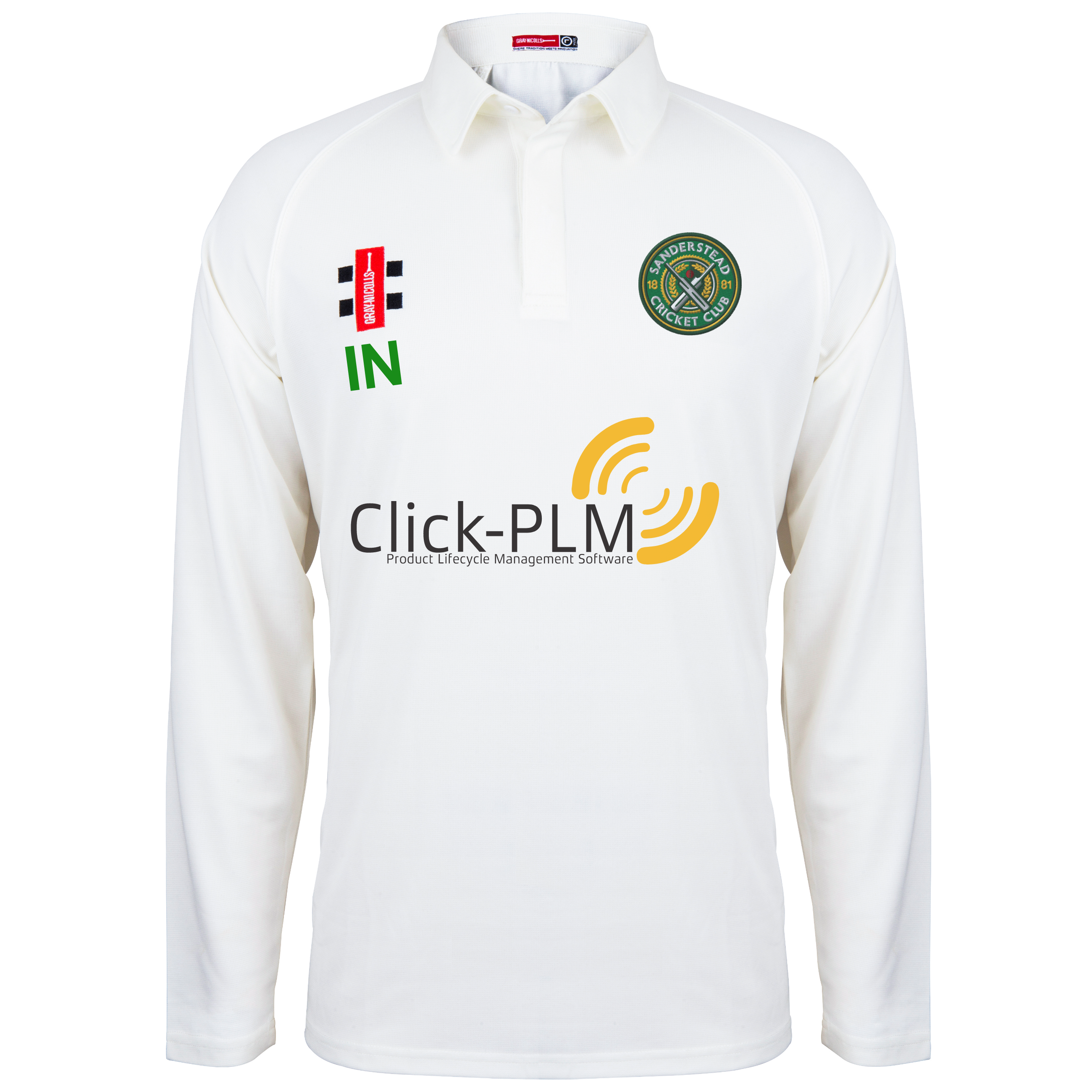gray-nicolls-sanderstead-cc-senior-matrix-v2-l-s-shirt-ivory-maglia-cricket-mani image 1