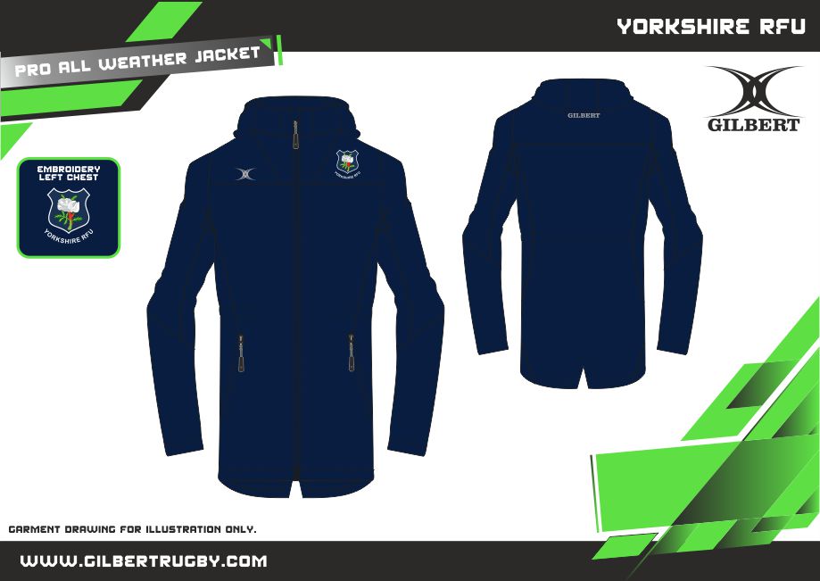gilbert-rugby-yorkshire-rfu-supporters-uomo-blu-navy-pro-giacca-all-weather image 2