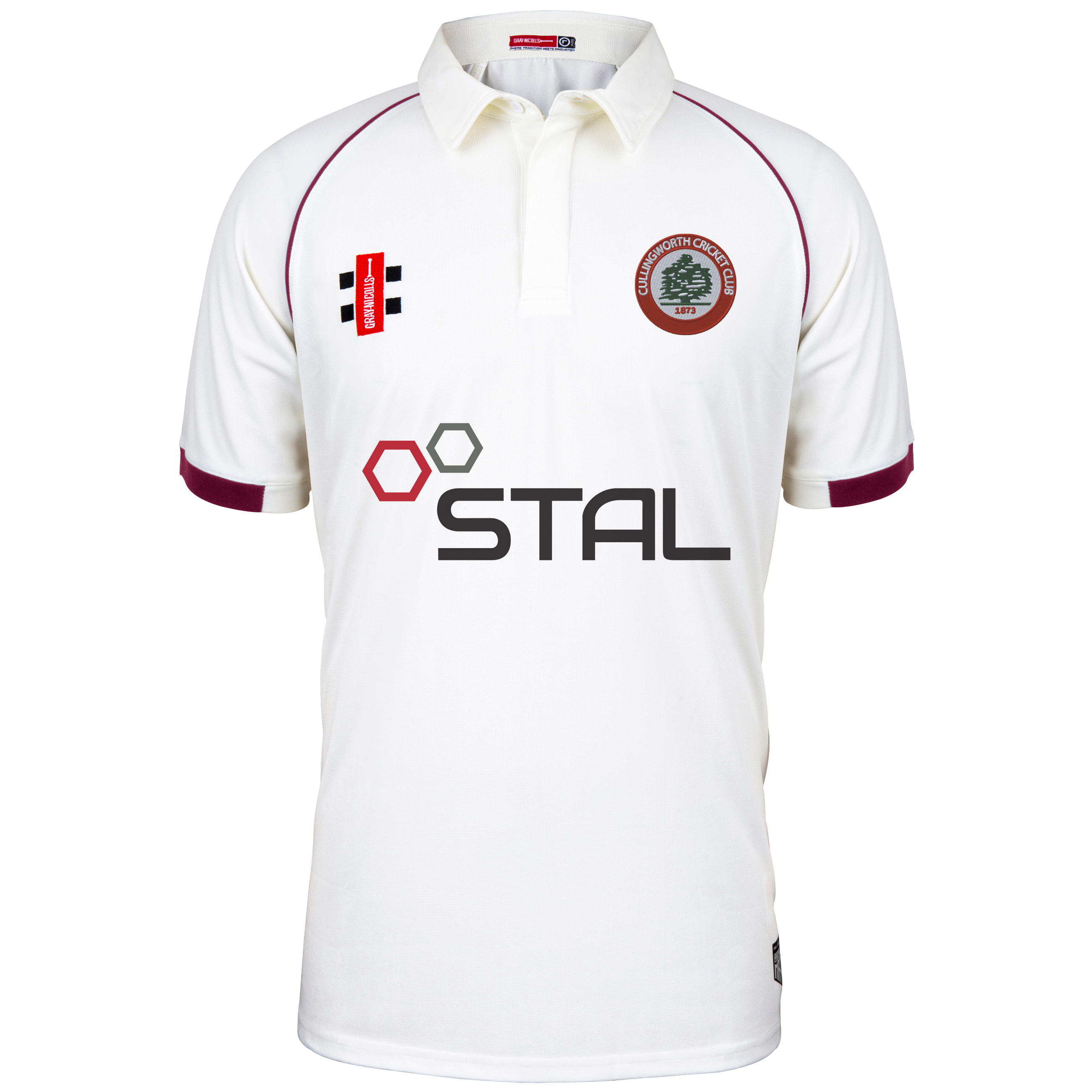 gray-nicolls-matrix-v2-maglia-cricket-s-s-senior-cullingworth-cc-avorio-bordeaux image 1