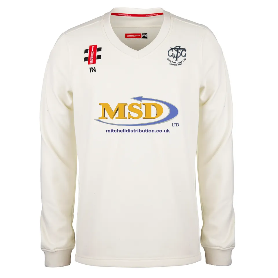 gray-nicolls-syston-town-cc-junior-pro-performance-maglione-da-match-avorio image 1
