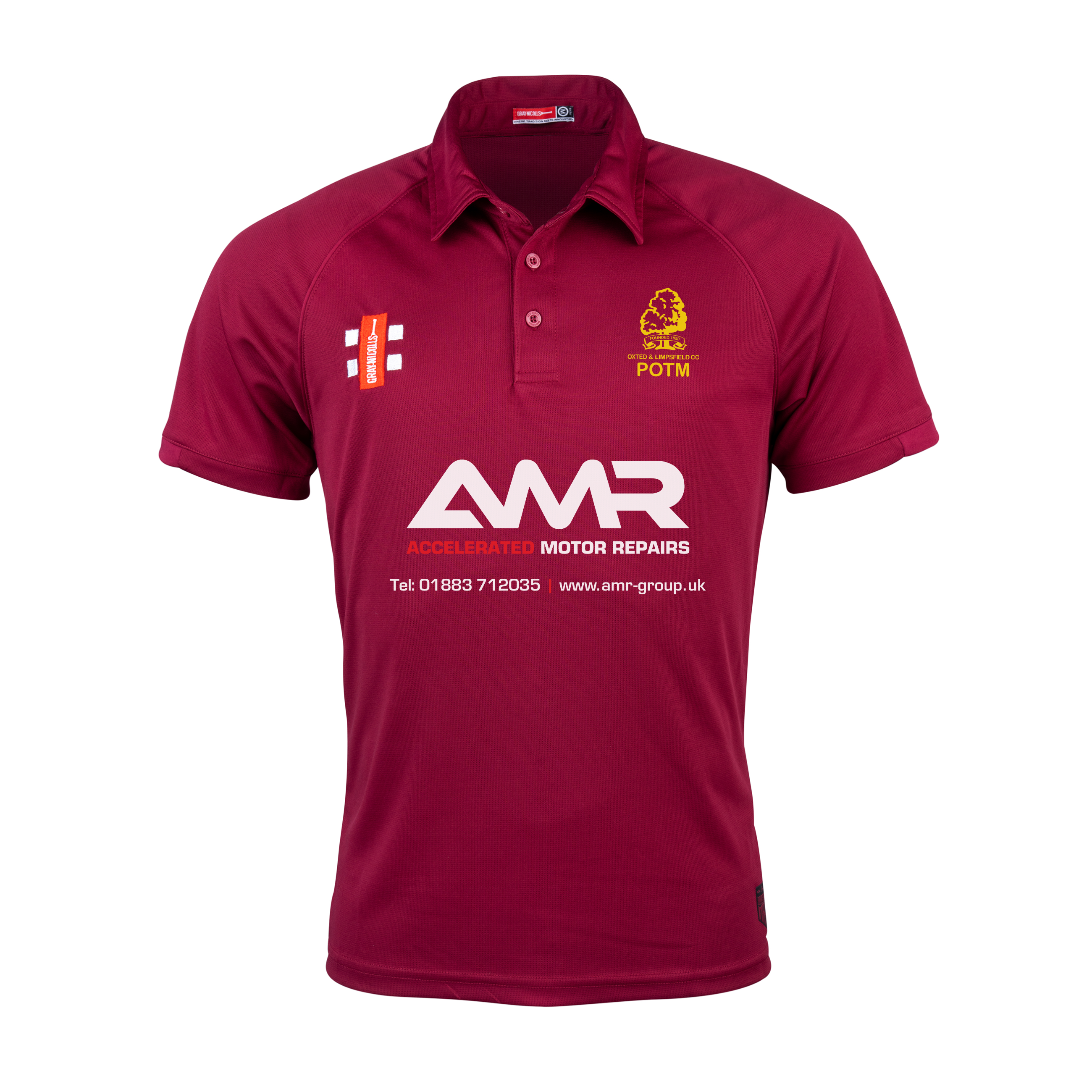 gray-nicolls-matrix-v2-polo-manica-corta-senior-oxted-limpsfield-maroon image 1