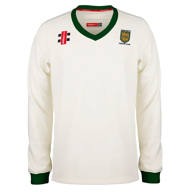 gray-nicolls-kibworth-cc-pro-performance-maglione-match-da-bambino-ivory-green image 1