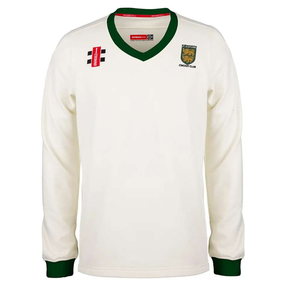 gray-nicolls-kibworth-cc-pro-performance-maglione-match-da-bambino-ivory-green image 1