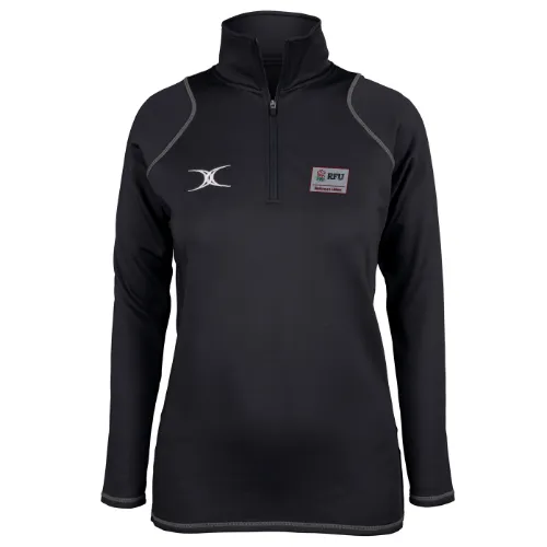 gilbert-rugby-rfu-referees-union-quest-felpa-donna-1-4-zip-nera image 1