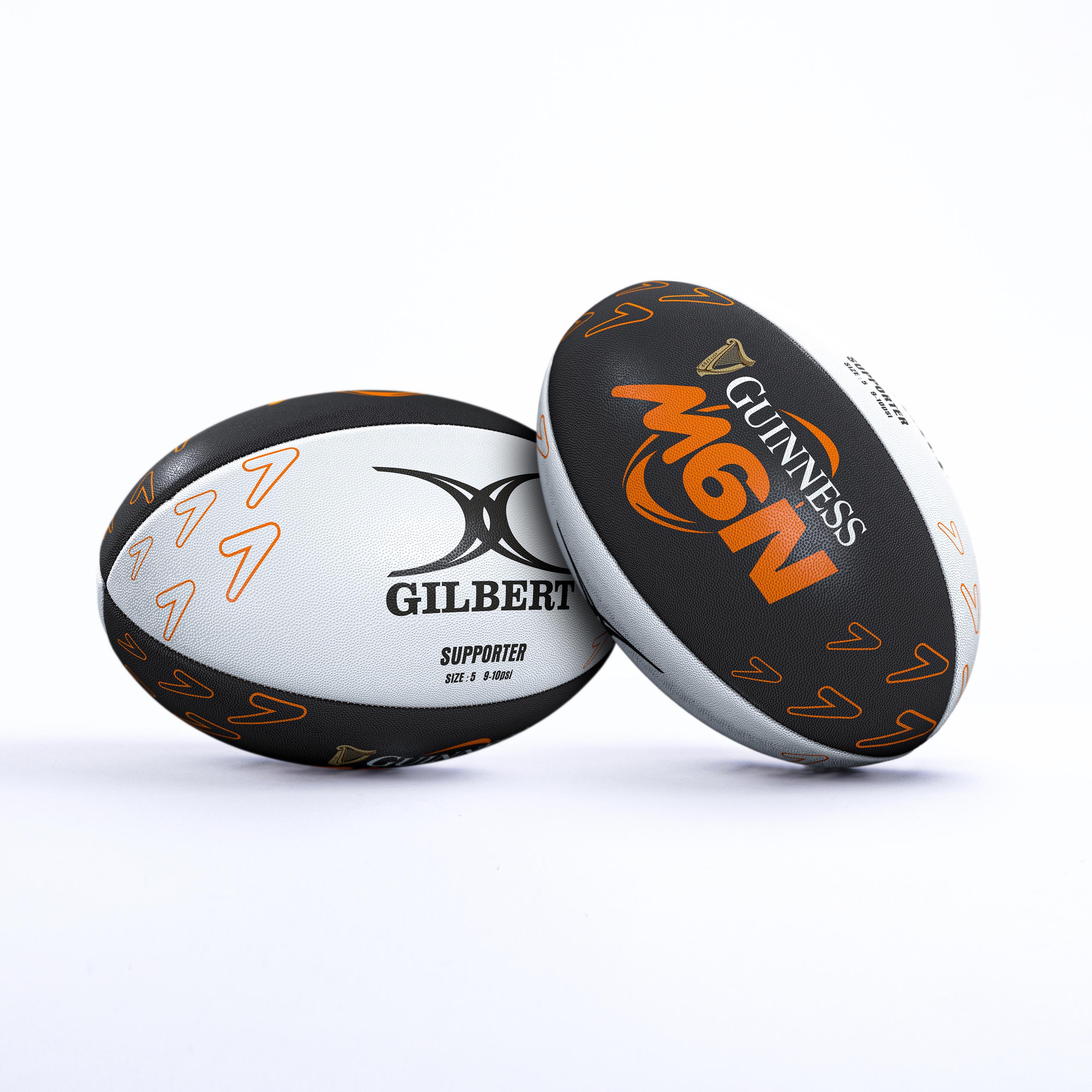gilbert-rugby-guinness-6-nations-supporter-ball-pallone-da-rugby-tifoso-nero image 1