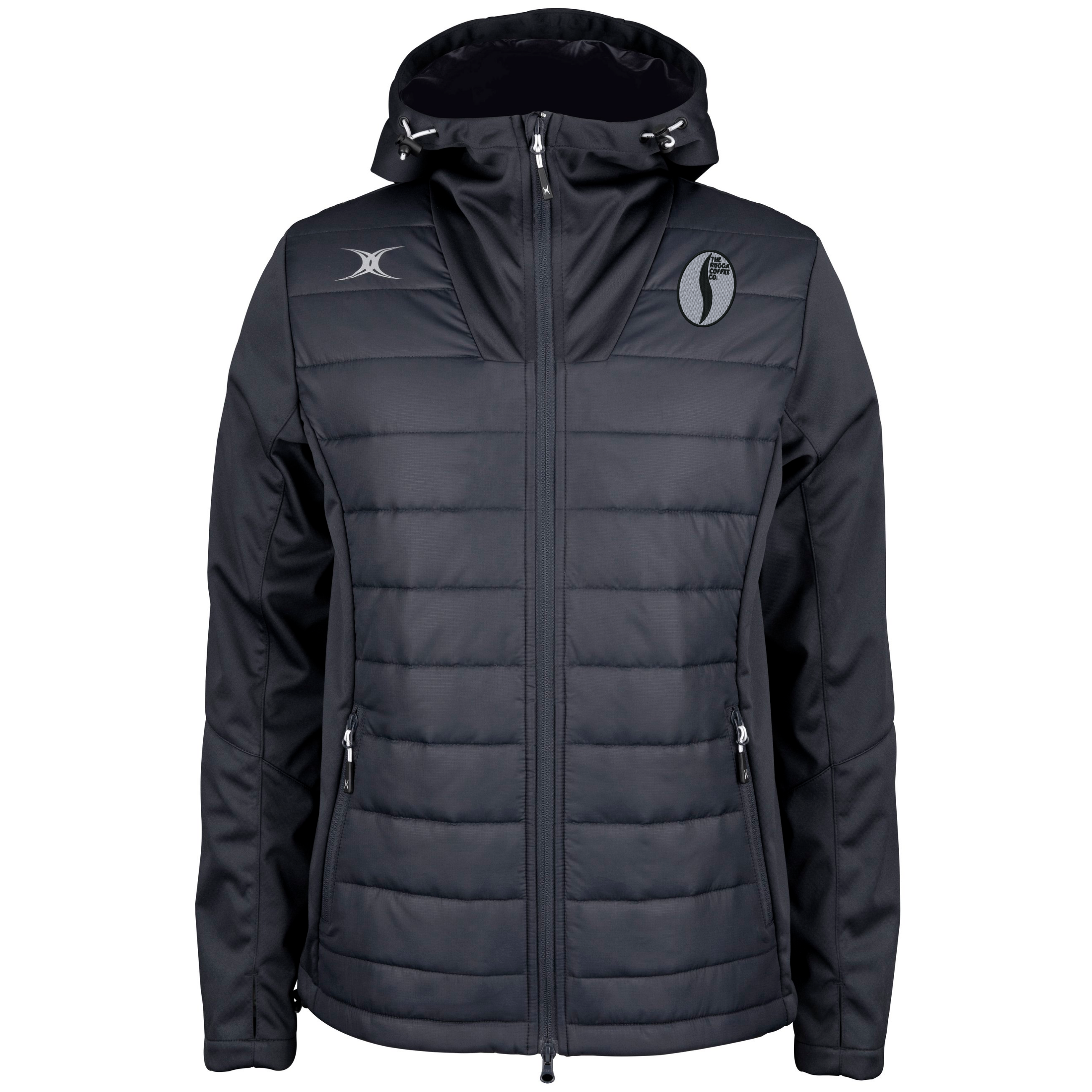 giacca-gilbert-rugby-pro-active-full-zip-rugga-coffee-senior-nera image 1