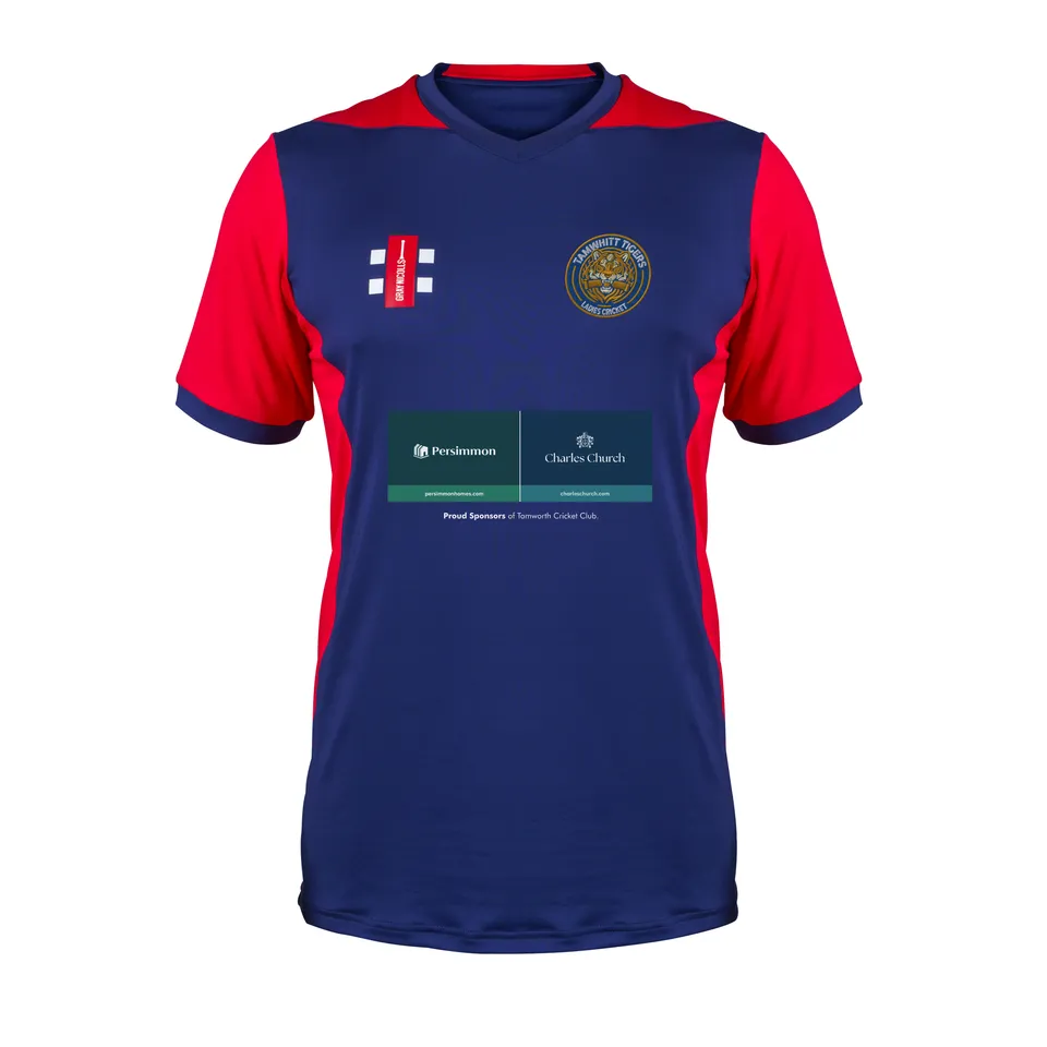 gray-nicolls-tamwhitt-ladies-senior-navy-red-maglia-cricket-t20-a-maniche-corte image 1