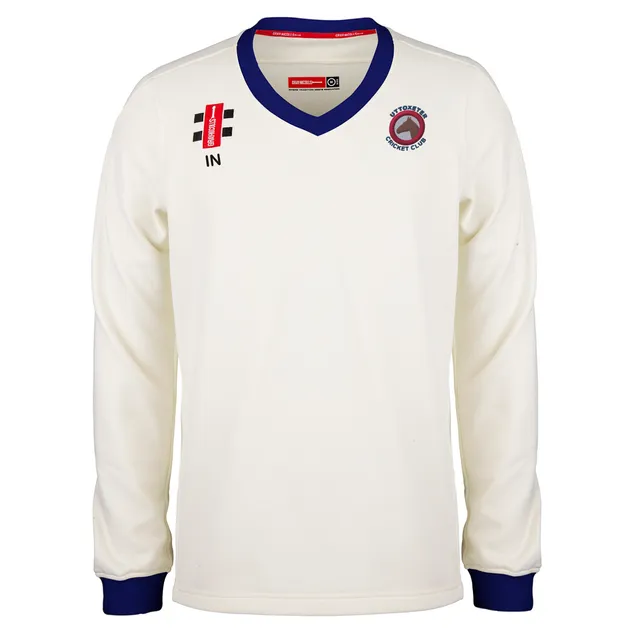 gray-nicolls-uttoxeter-cc-pro-performance-maglione-match-senior-avorio-blu-navy image 1