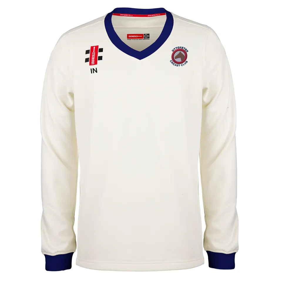gray-nicolls-uttoxeter-cc-pro-performance-maglione-match-senior-avorio-blu-navy image 1