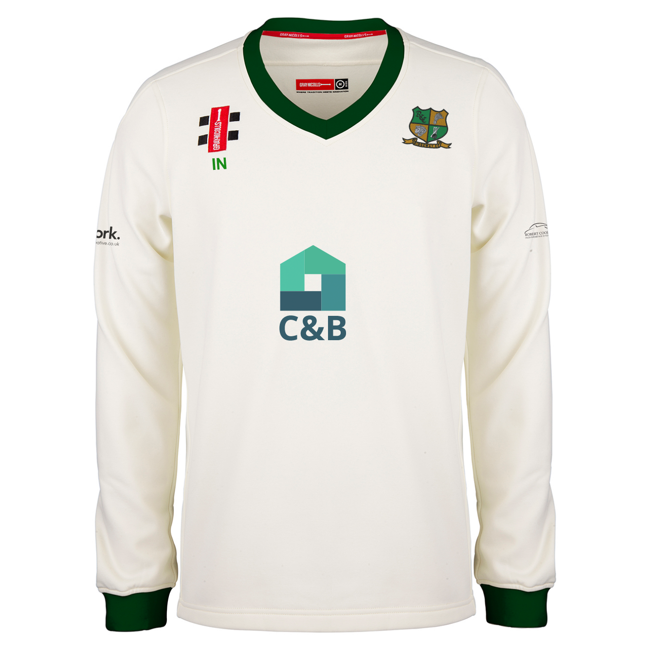 gray-nicolls-ridgeway-cc-pro-performance-maglione-match-junior-avorio-verde image 1