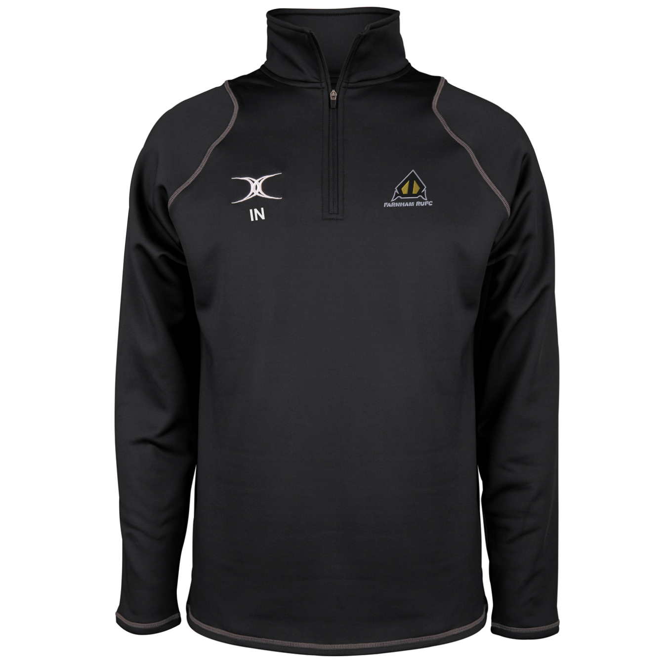 gilbert-rugby-farnham-rufc-quest-pile-1-4-zip-nero-junior image 1