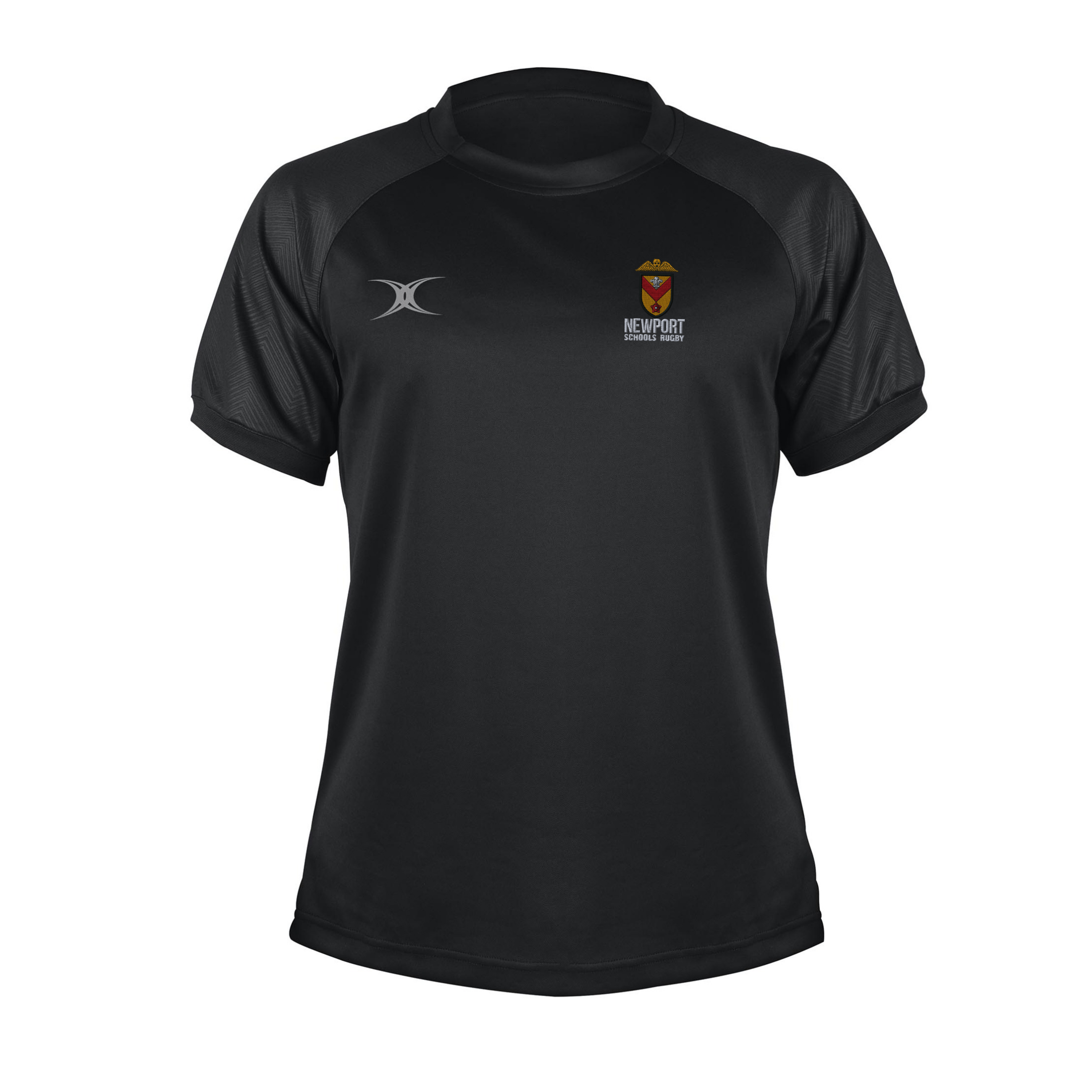 gilbert-rugby-evo-t-shirt-senior-newport-schools-rugby-nera-manica-corta image 1
