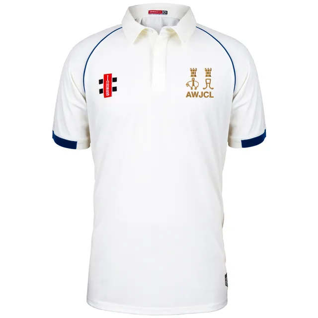 gray-nicolls-aire-wharfe-junior-cl-matrix-v2-s-s-shirt-ivory-navy-maglia-cricket image 1