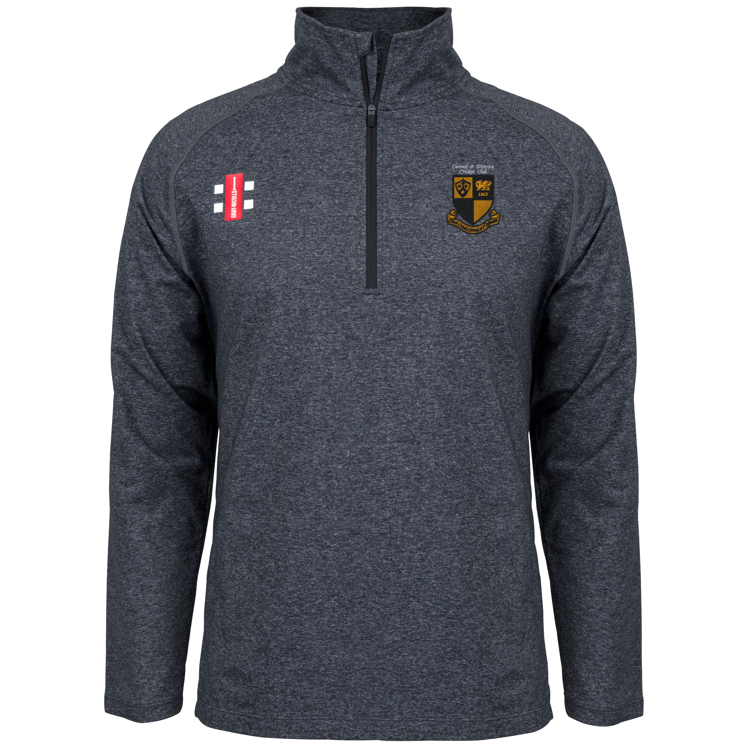 gray-nicolls-carmel-and-district-cc-senior-mid-layer-velocity-mezza-zip-nero image 1