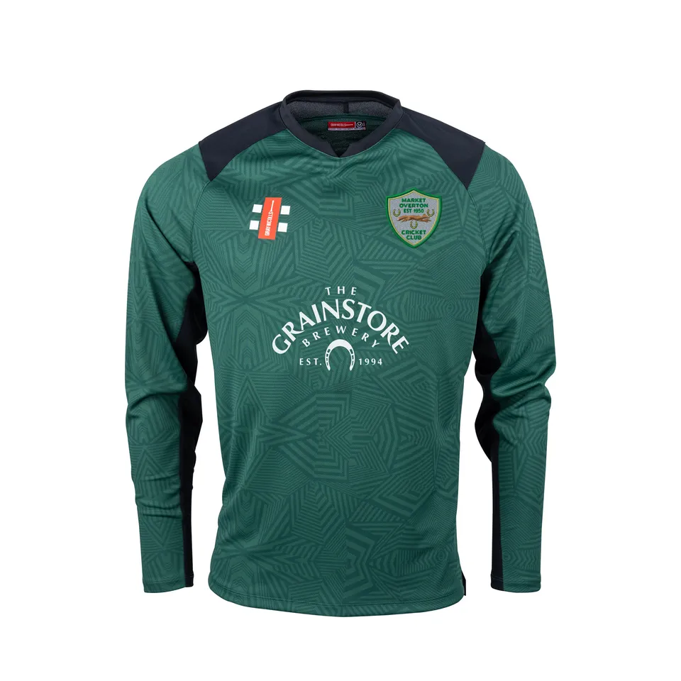 gray-nicolls-market-overton-cc-senior-maglia-gara-pro-t20-manica-lunga-verde-ner image 1