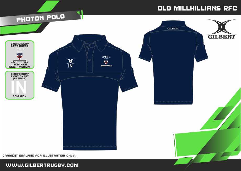 gilbert-rugby-photon-polo-bambino-old-millhillians-rfc-blu-navy-scuro image 2