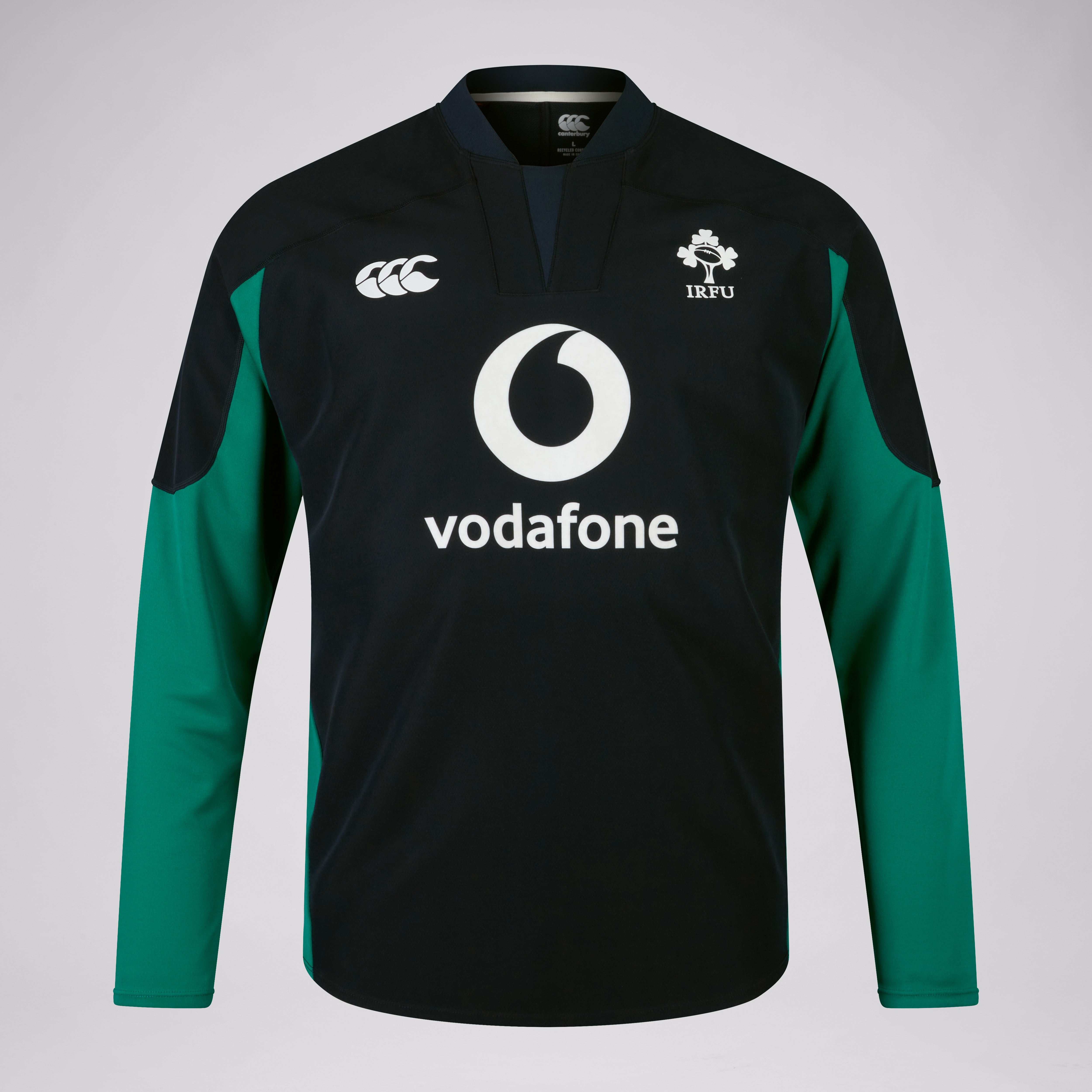 canterbury-ireland-tech-drill-top-uomo-felpa-training-nero-verde image 1