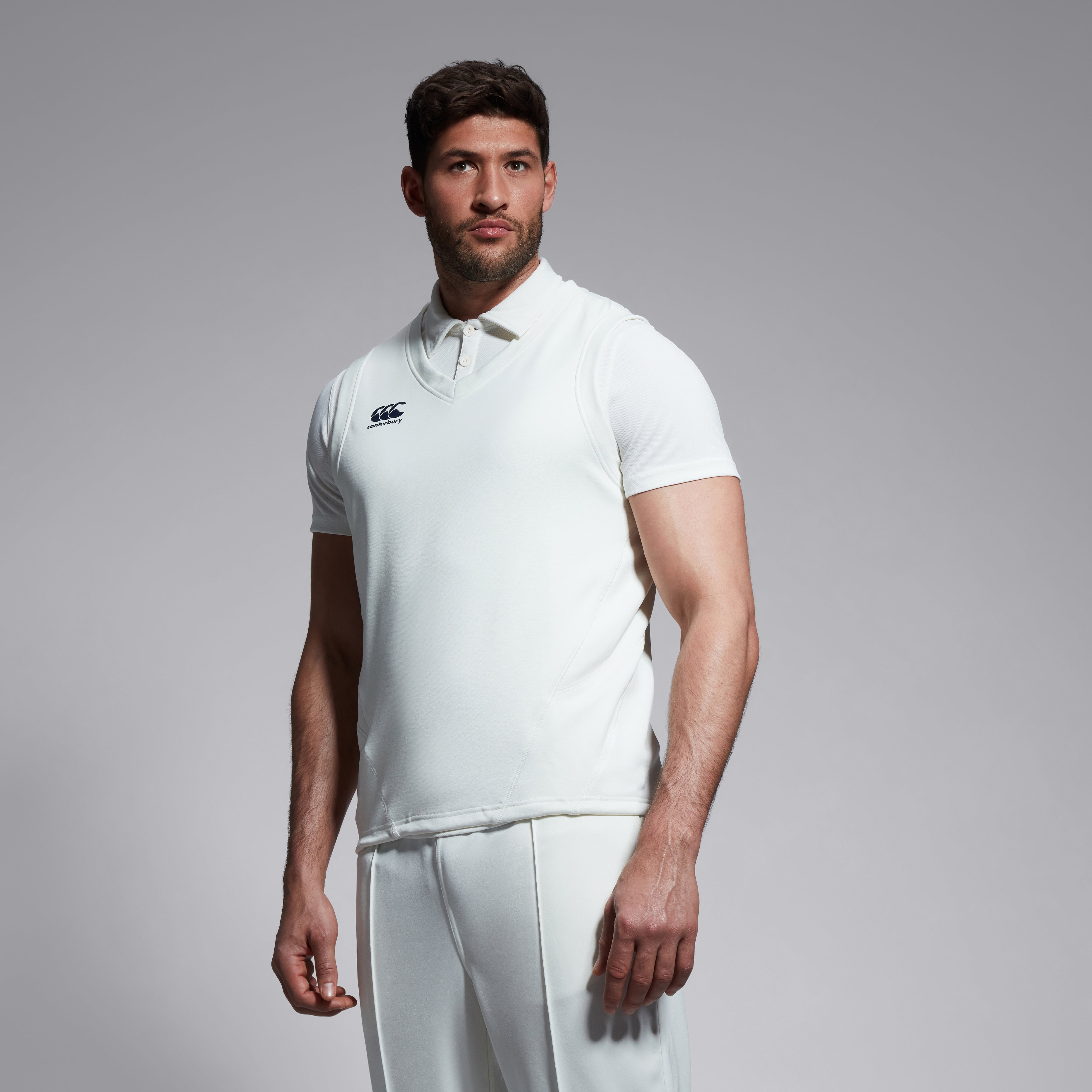 canterbury-mens-sleeveless-cricket-overshirt-cream-gilet-cricket-uomo-crema image 5