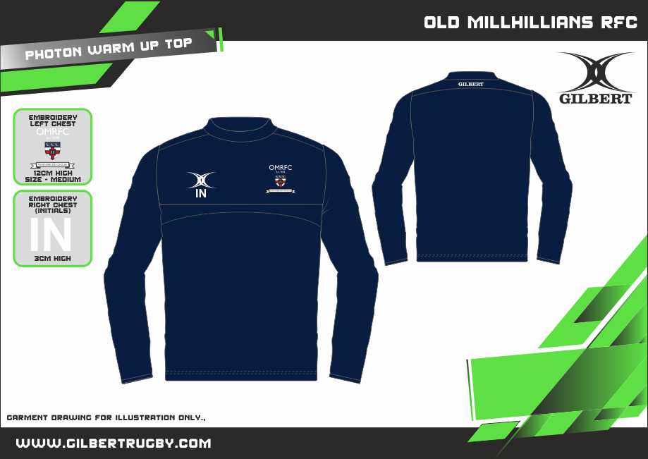gilbert-rugby-old-millhillians-rfc-photon-giacca-warm-up-adulto-blu-navy image 2