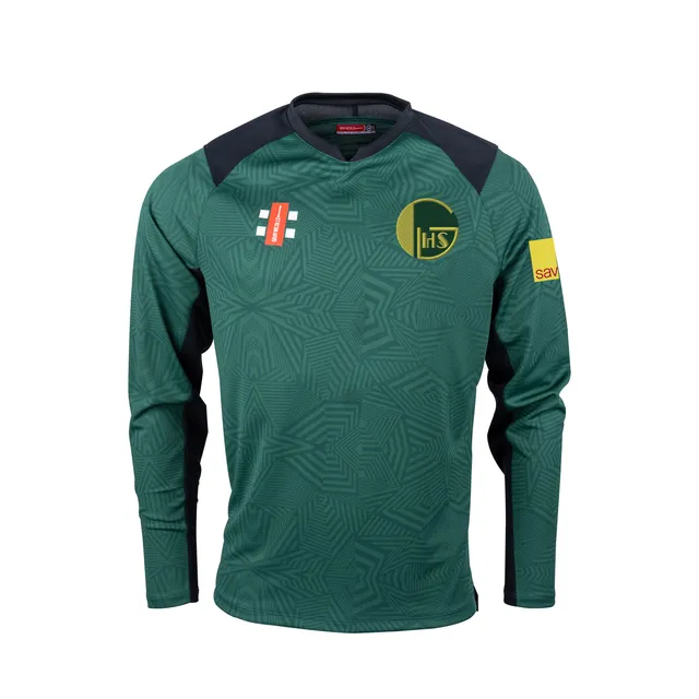 gray-nicolls-golden-hill-cc-junior-pro-t20-camicia-manica-lunga-verde-nera image 1