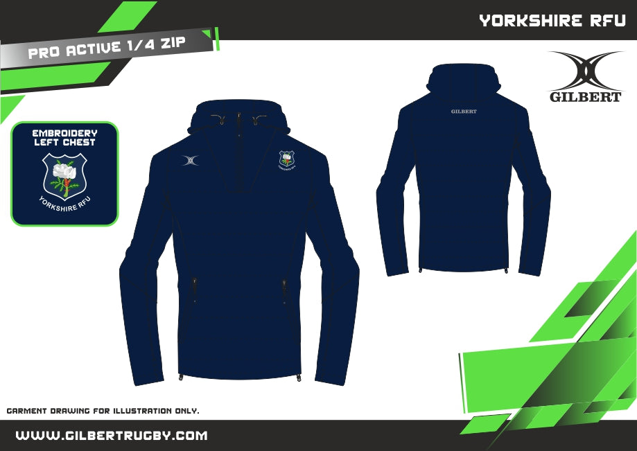 gilbert-rugby-yorkshire-rfu-supporters-pro-active-quarter-zip-uomo-blu-navy image 2