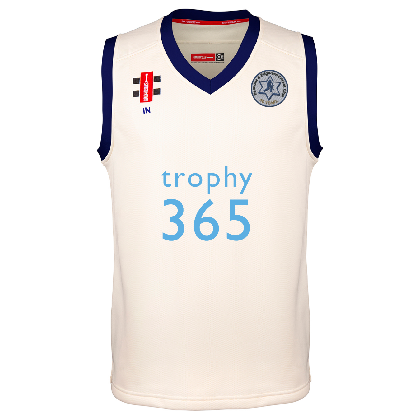 gray-nicolls-pro-performance-gilet-match-senior-belmont-edgware-cc-avorio-navy image 1