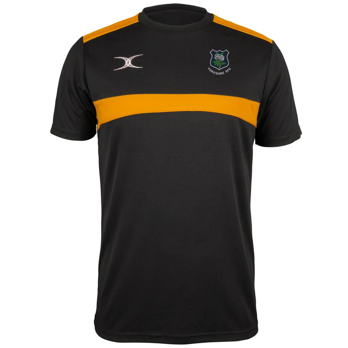 gilbert-rugby-t-shirt-photon-yorkshire-pdg-adulto-nero-oro image 1