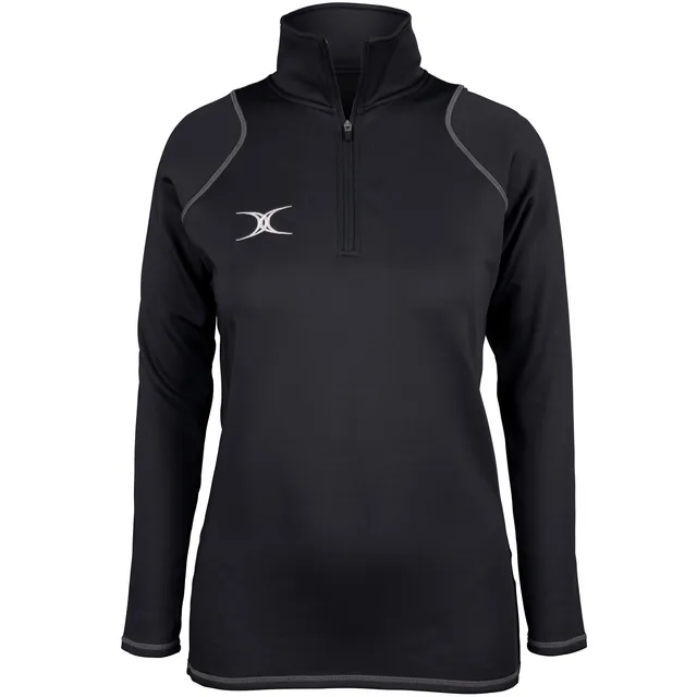 gilbert-rugby-quest-ii-1-4-zip-fleece-donna-pile-rugby-nero-blu-navy image 1