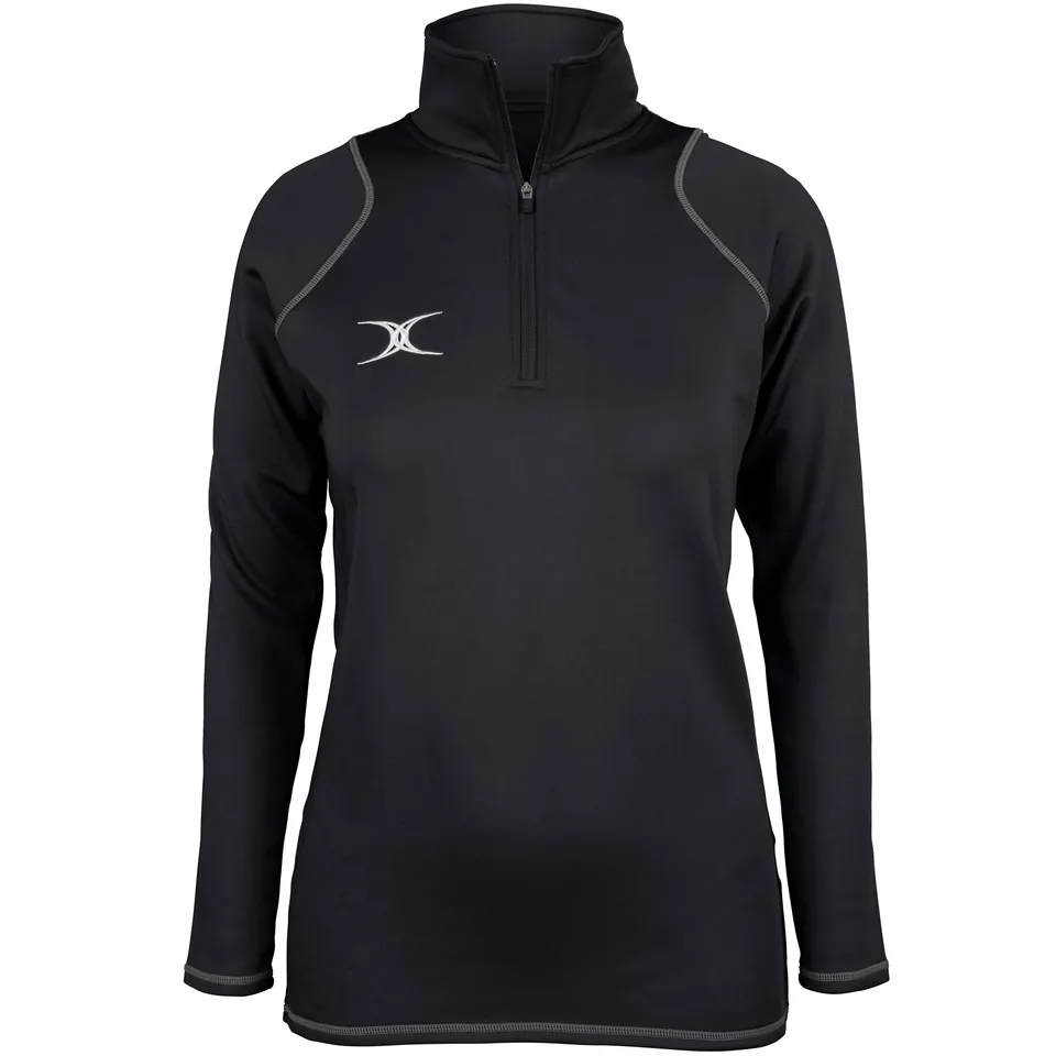 gilbert-rugby-quest-ii-1-4-zip-fleece-donna-pile-rugby-nero-blu-navy image 1