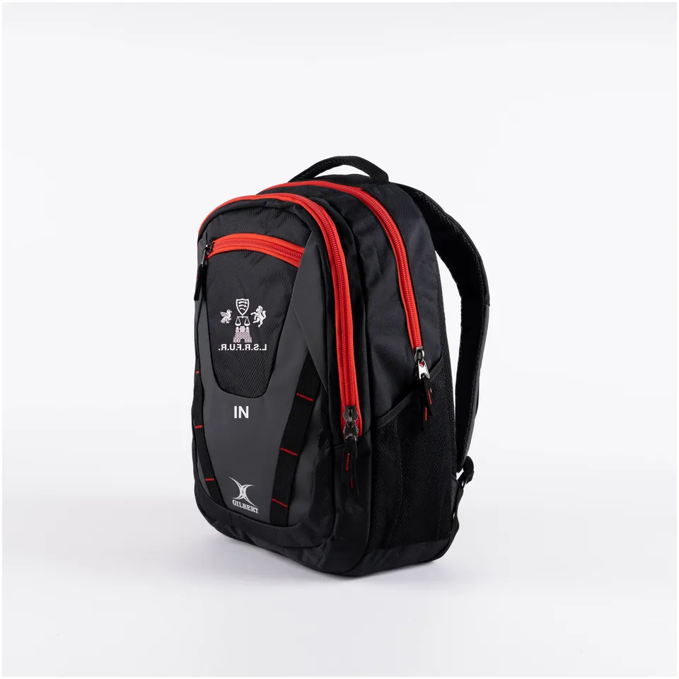 gilbert-rugby-london-society-referees-club-v4-rucksack-senior-black-red image 1