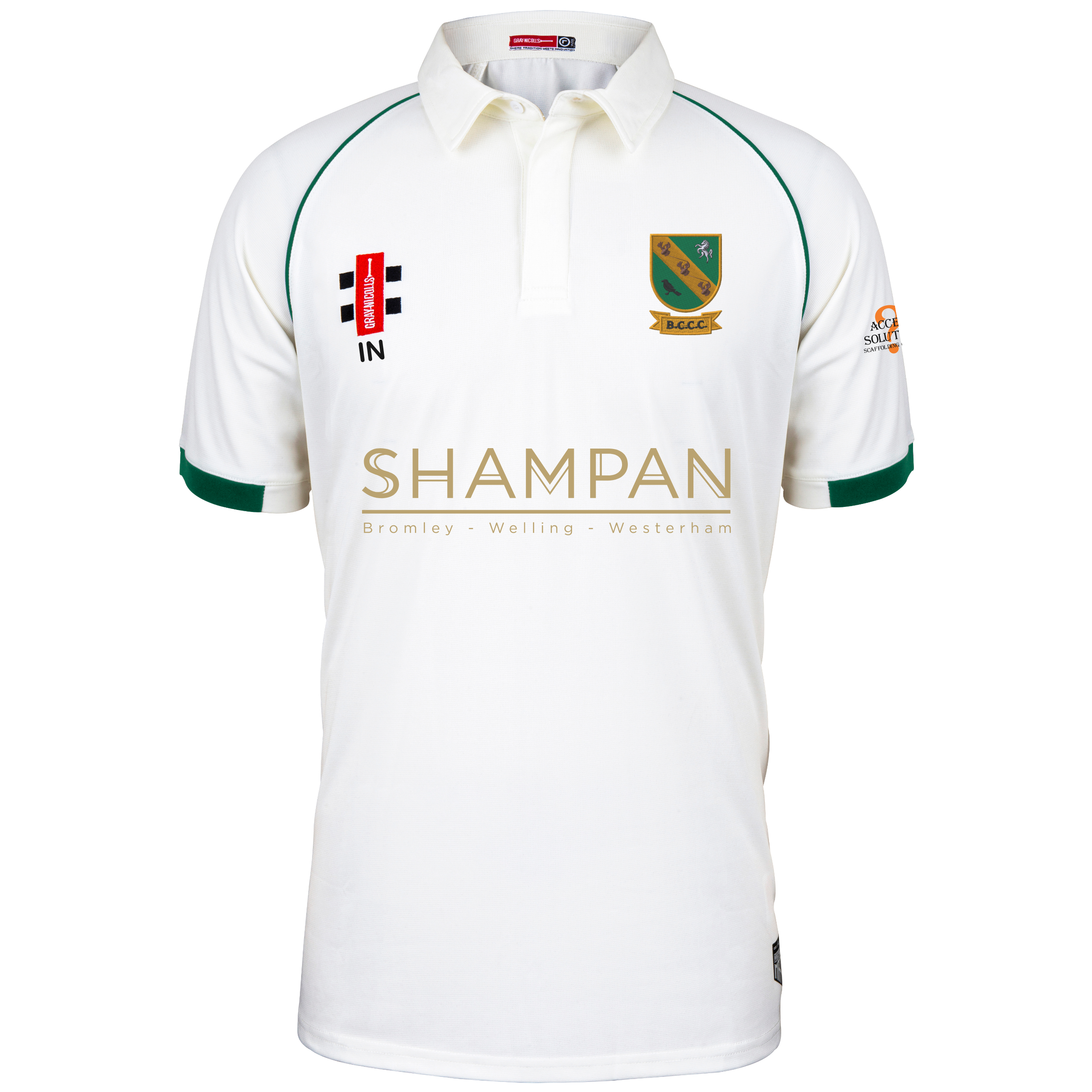 gray-nicolls-bromley-common-cc-senior-matrix-v2-maglia-s-s-ivory-green image 1