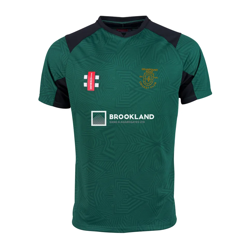 gray-nicolls-grampound-road-cc-pro-t20-maglia-s-s-senior-green-black-con-nomi-e- image 1