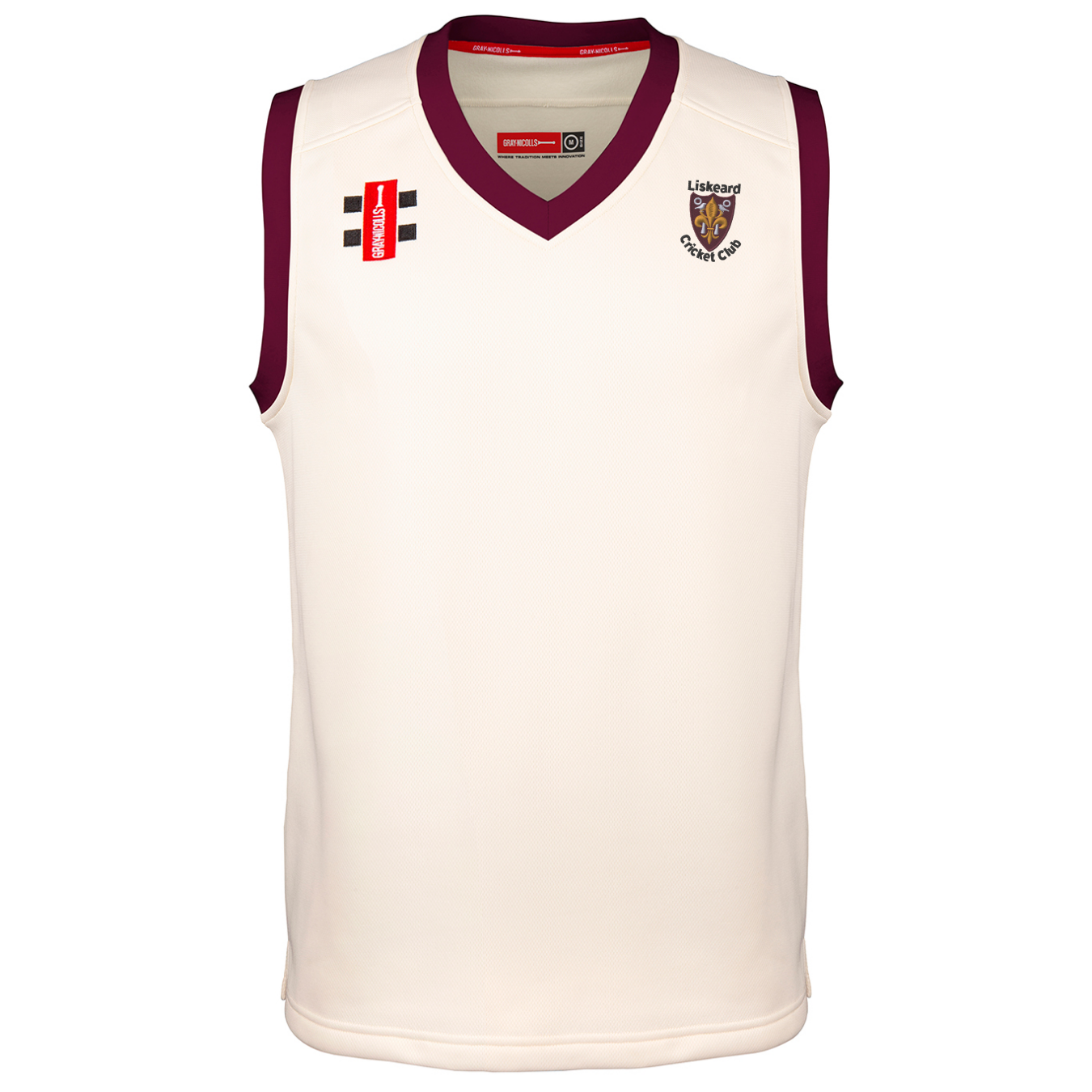 gray-nicolls-pro-performance-slipover-match-liskeard-cc-adulto-avorio-bordeaux image 1