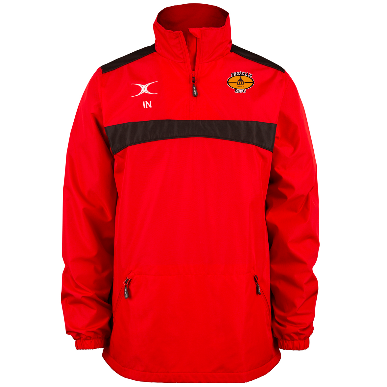 gilbert-rugby-photon-giacca-1-4-zip-junior-bingham-rufc-rosso-nero image 1