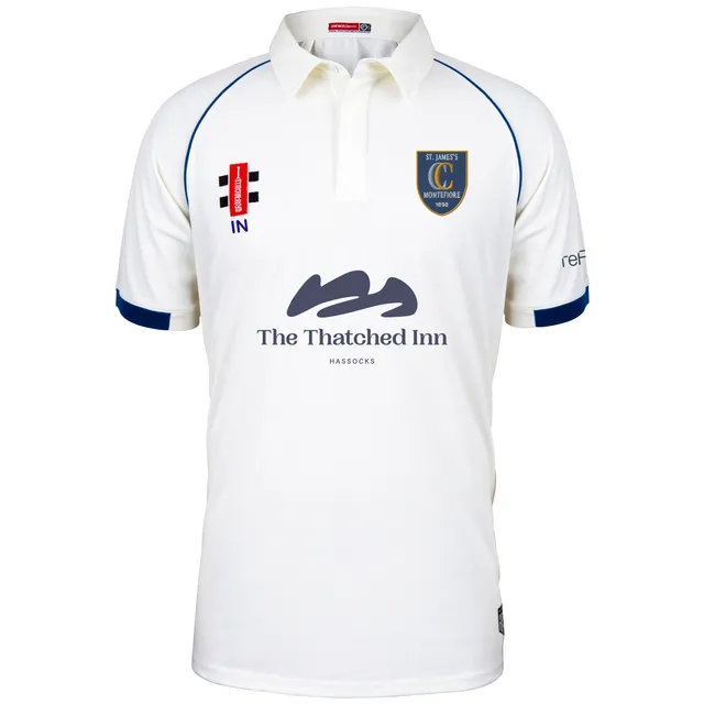 gray-nicolls-matrix-v2-maglia-cricket-senior-avorio-navy-st-james-montefiore image 1