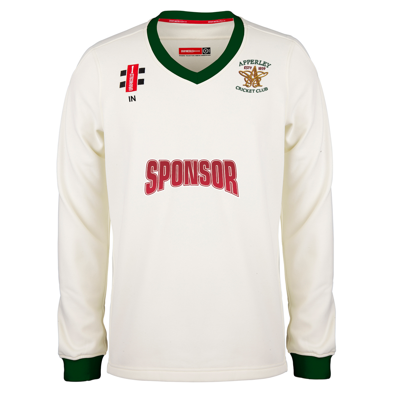 gray-nicolls-pro-performance-maglione-match-cricket-senior-avorio-verde-apperley image 1
